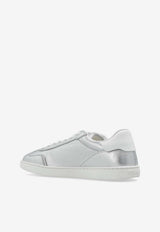Ferragamo Athena Laminated Leather Sneakers Silver 030703 ATHENA 784924-SILVER ARGENTO