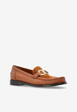 Ferragamo Maryan Gancini Leather Loafers Brown 01K580 MARYAN COR 785538-NATURALE