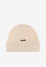 Coach Cable-Knit Logo Beanie Cream 29CCL47 0-CHK