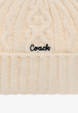 Coach Cable-Knit Logo Beanie Cream 29CCL47 0-CHK