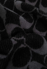 Coach Monogram Fringed Wool Scarf Black 29COWC540671 0-001