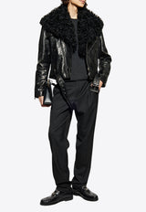 Alexander McQueen Shearling Leather Jacket Black 842589 Q5AP5-1000