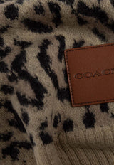 Coach Logo Patch Animal Print Wool-Blend Scarf Beige 29CCM91 0-TN2