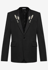 Alexander McQueen Wool Blazer with Crystal-Embellishments Black 847827 QVAAA-1000