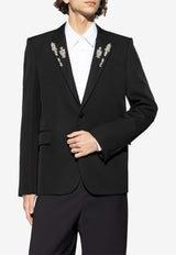 Alexander McQueen Wool Blazer with Crystal-Embellishments Black 847827 QVAAA-1000