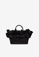 GANNI XXL Ruffle Tote Bag Black A7188 5972-099