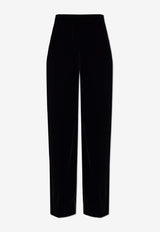 Alexander McQueen Velvet Wide-Leg Pants Black 848860 QEAGW-1000