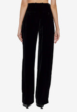Alexander McQueen Velvet Wide-Leg Pants Black 848860 QEAGW-1000