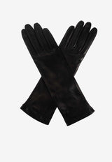 Alexander McQueen Embossed-Logo Leather Gloves Black 850169 3E36Q-1000