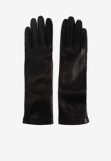 Alexander McQueen Embossed-Logo Leather Gloves Black 850169 3E36Q-1000