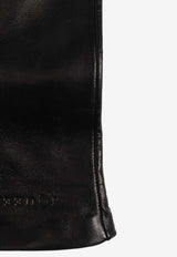 Alexander McQueen Embossed-Logo Leather Gloves Black 850169 3E36Q-1000