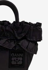 GANNI Mini Ruffle Top Handle Bag Black A7187 5972-099