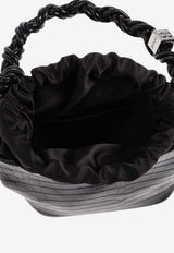 GANNI Bou Croc-Embossed Leather Bucket Bag Black A6965 5894-099