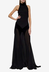 Alexander McQueen Silk-Blend Sleeveless Maxi Dress Black 842905 QBADS-1000