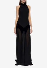 Alexander McQueen Silk-Blend Sleeveless Maxi Dress Black 842905 QBADS-1000