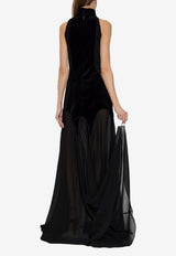 Alexander McQueen Silk-Blend Sleeveless Maxi Dress Black 842905 QBADS-1000
