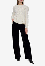 Alexander McQueen Chunky Cable Knit Peplum Sweater Cream 848809 Q1BE1-9004