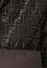 Fendi FF Jacquard Paneled Down Jacket Brown FAN226 AT91-F1T6H