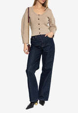 Jacquemus Curve-Sleeved Wool Cardigan Beige CDW00808 AK00185-015