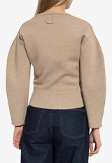 Jacquemus Curve-Sleeved Wool Cardigan Beige CDW00808 AK00185-015