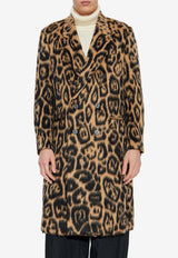 Fendi Leopard Print Double-Breasted Coat Brown FF0840 AVIW-F0QU5