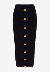 Balmain Decorative-Buttons Pencil Midi Skirt Black FF1LD066 KI50-0PA