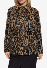 Fendi Leopard Print Belted Jacket Brown FJ7561 AVJF-F1T6O