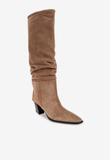 Jimmy Choo Hart 60 Suede Knee-High Boots Beige HART STITCH KB 60 HTW-TOFFEE TOFFEE