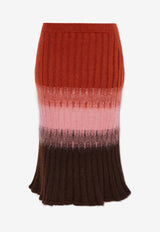 Fendi Mohair and Wool Gradient Midi Skirt Multicolor FZQ994 AYLT-F1TIN