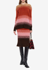 Fendi Mohair and Wool Gradient Midi Skirt Multicolor FZQ994 AYLT-F1TIN