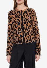 Fendi Leopard Print Cardigan Brown FZE548 AYLZ-F1T6O
