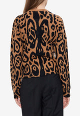 Fendi Leopard Print Cardigan Brown FZE548 AYLZ-F1T6O