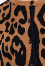 Fendi Leopard Print Cardigan Brown FZE548 AYLZ-F1T6O