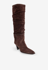 Jimmy Choo Hart 60 Suede Knee-High Boots Brown HART STITCH KB 60 HTW-CHOCOLATE CHOCOLATE