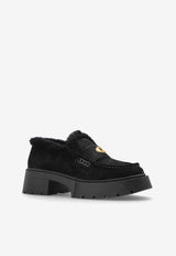 Coach Leah Suede Platform Loafers Black CCH84 0-BLK