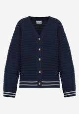 GANNI V-neck Knitted Cardigan Navy K2634 2733-683