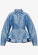 GANNI Peplum Denim Shirt Blue J1912 7087-566