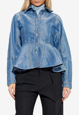 GANNI Peplum Denim Shirt Blue J1912 7087-566