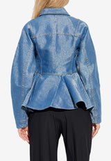 GANNI Peplum Denim Shirt Blue J1912 7087-566