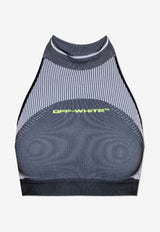 Off-White Halterneck Cropped Top Gray OWVO05HF25 KNI001-1014