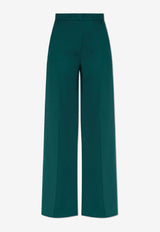 Max Mara Wide-Leg Wool Tailored Pants Green FERNET 2521136121-007