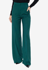 Max Mara Wide-Leg Wool Tailored Pants Green FERNET 2521136121-007