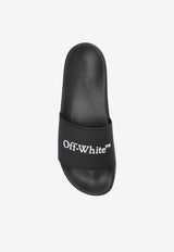 Off-White Logo Rubber Beach Slides Black OMIU002C99 MAT002-1001