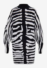 Balmain Zebra Print Mini Dress Monochrome FF0R9393 KJ12-EAB