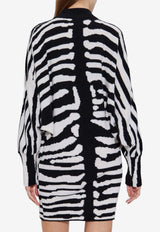 Balmain Zebra Print Mini Dress Monochrome FF0R9393 KJ12-EAB