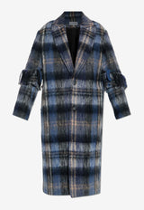 Loewe Tartan Check Single-Breasted Coat Multicolor S540Y01XBH 0-BLUE MULTICOLOR