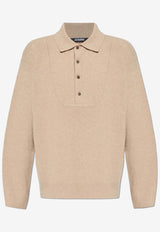 Jacquemus Wool and Cashmere Polo Sweater Beige SWM00609 AK00276-150
