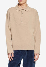 Jacquemus Wool and Cashmere Polo Sweater Beige SWM00609 AK00276-150