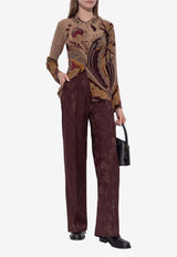 Etro Botanical Jacquard Pants Burgundy WREA0065 99TJB41-M5039
