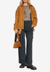 GANNI Leopard Print Slim T-shirt Beige T4405 3675-943